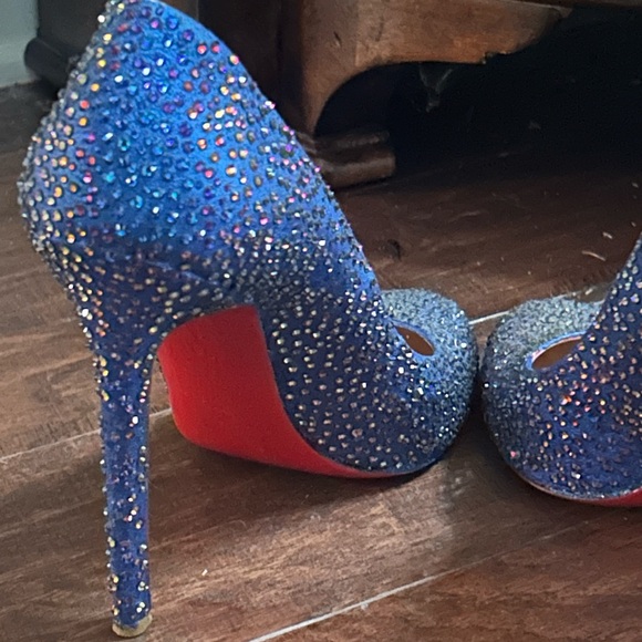 Christian Louboutin Shoes - Louboutin Blue Rhinestone Stiletto Heels